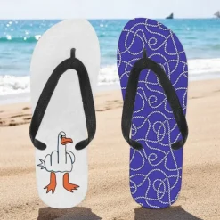 Men's Flip-flop Sandals with Goose Design and Rope Pattern – Laid-back Beach Style for Men during Beach Outings and Summer Activities