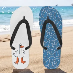 Men's Flip-flop Sandals with Goose Design and Rope Pattern – Laid-back Beach Style for Men during Beach Outings and Summer Activities