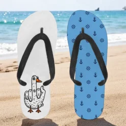 Men's Flip-flop Sandals with Goose Design and Rope Pattern – Laid-back Beach Style for Men during Beach Outings and Summer Activities