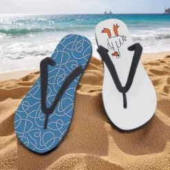 Men's Flip-flop Sandals with Goose Design and Rope Pattern – Laid-back Beach Style for Men during Beach Outings and Summer Activities
