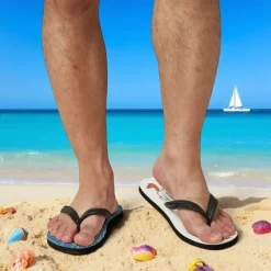 Men's Flip-flop Sandals with Goose Design and Rope Pattern – Laid-back Beach Style for Men during Beach Outings and Summer Activities