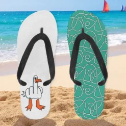 Men's Flip-flop Sandals with Goose Design and Rope Pattern – Laid-back Beach Style for Men during Beach Outings and Summer Activities