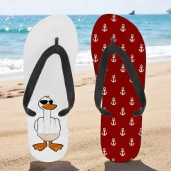 Men's Flip-flop Sandals with Goose Design and Rope Pattern – Laid-back Beach Style for Men during Beach Outings and Summer Activities