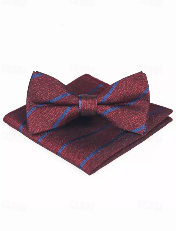 Men's Floral Bow Tie and Pocket Square Set – Elegant Printed Design, Formal Tuxedo Accessory for Weddings, Parties, and Special Occasions