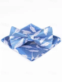 Men's Floral Bow Tie and Pocket Square Set – Elegant Printed Design, Formal Tuxedo Accessory for Weddings, Parties, and Special Occasions