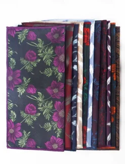 Men's Floral Bow Tie and Pocket Square Set – Elegant Printed Design, Formal Tuxedo Accessory for Weddings, Parties, and Special Occasions