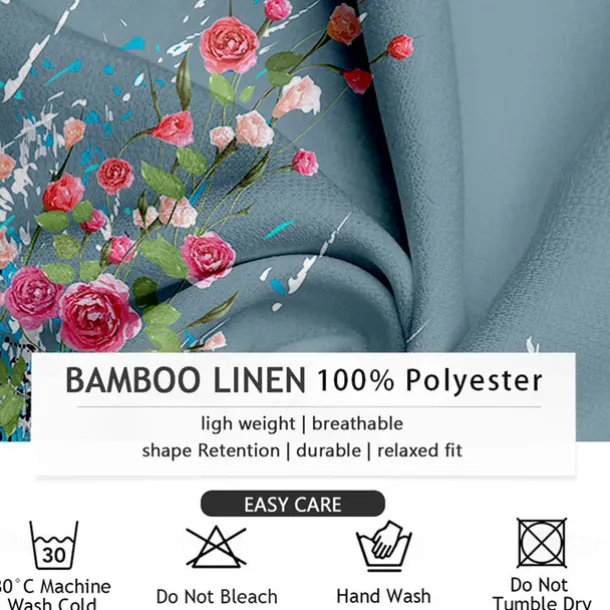 Men's Floral Button Up Shirt Long Sleeve Casual Vacation Daily Summer Spring & Fall Band Collar grandad collar 3D Print White Pink Blue Sage