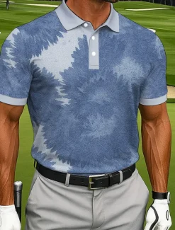 Men's Floral Golf Polo Sports Polo Shirts Short Sleeve Polo Shirts Collared Shirts Casual Athleisure Daily Wear Buttons Summer Red Blue Green