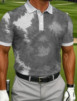 Men's Floral Golf Polo Sports Polo Shirts Short Sleeve Polo Shirts Collared Shirts Casual Athleisure Daily Wear Buttons Summer Red Blue Green