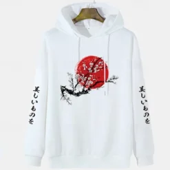 Men's Floral Graphic Prints Hoodie Hoodies Sweatshirt Streetwear Basic Long Sleeve Hooded Sports & Outdoor Daily Sports White Gray Spring & Fall Designer