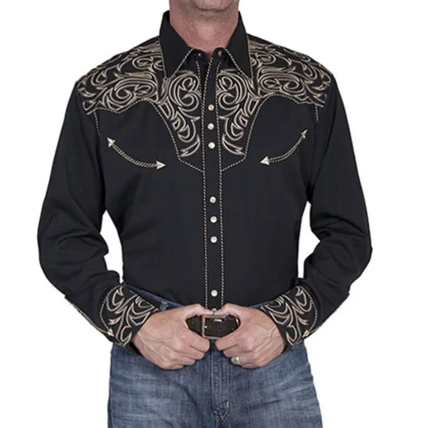 Men's Floral Graphic Prints Shirt Western Shirt Cowboy Shirt Long Sleeve Fashion Streetwear Designer Outdoor Daily Fall & Winter Turndown Print Button-Down Black Red Blue Green