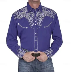 Men's Floral Graphic Prints Shirt Western Shirt Cowboy Shirt Long Sleeve Fashion Streetwear Designer Outdoor Daily Fall & Winter Turndown Print Button-Down Black Red Blue Green