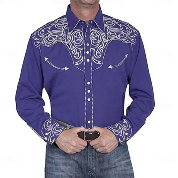 Men's Floral Graphic Prints Shirt Western Shirt Cowboy Shirt Long Sleeve Fashion Streetwear Designer Outdoor Daily Fall & Winter Turndown Print Button-Down Black Red Blue Green