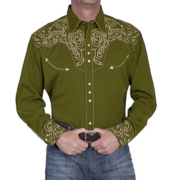 Men's Floral Graphic Prints Shirt Western Shirt Cowboy Shirt Long Sleeve Fashion Streetwear Designer Outdoor Daily Fall & Winter Turndown Print Button-Down Black Red Blue Green