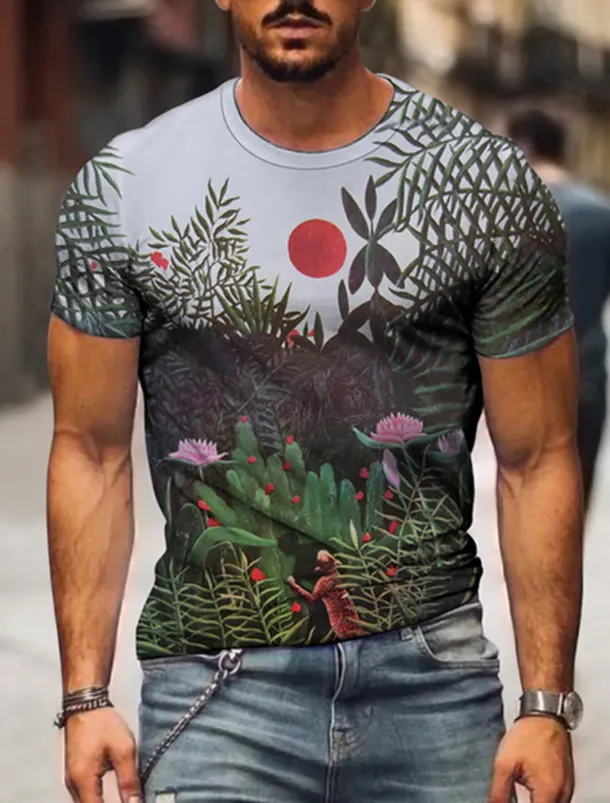 Men's Floral Graphic T shirt Tee Funny T Shirts Short Sleeve T shirt 3D Print Crew Neck Shirt Hawaiian Designer Basic Casual Daily Weekend B C E Summer Clothing Apparel Plus Size S M L XL XXL 3XL 4XL