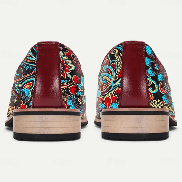 Men's Floral Jacquard Slip-On Loafers - Elegant Embroidered Casual Shoes for Special Occasions and Semi-Formal Events