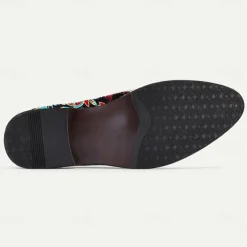 Men's Floral Jacquard Slip-On Loafers - Elegant Embroidered Casual Shoes for Special Occasions and Semi-Formal Events