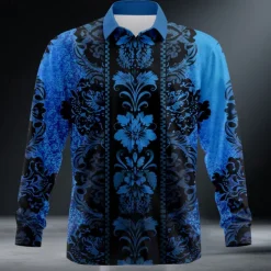 Men's Floral Print Ethnic Flowers Shirt Button Up Shirt Long Sleeve Vintage Retro Outdoor Holiday Summer Spring Turndown 3D Print Collared Shirts Green Dark Blue Rose Red