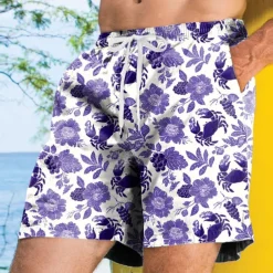 Men's Floral Print Flowers Swim Trunks Swim Shorts Board Shorts Mid Waist Streetwear Hawaiian Vacation Side Pockets Mesh Lining Elastic Drawstring Waist Designer Clothing Apparel