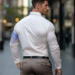 Men's Floral Printed Shirts Long Sleeve Business Casual Wear to work Daily Wear Streetwear Spring & Summer Turndown Pocket Print Button-Down Yellow Blue