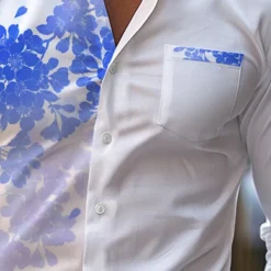 Men's Floral Printed Shirts Long Sleeve Business Casual Wear to work Daily Wear Streetwear Spring & Summer Turndown Pocket Print Button-Down Yellow Blue