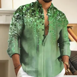 Men's Floral Shirt Button Up Shirt Long Sleeve Fashion Streetwear Designer Outdoor Casual Daily Summer Spring Fall Stand Collar Print Blue Purple Brown Green Gray