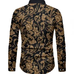 Men's Floral Shirt Button Up Shirt Long Sleeve Fashion Designer Casual Vacation Daily Holiday Fall Collar 3D Print Button-Down Yellow