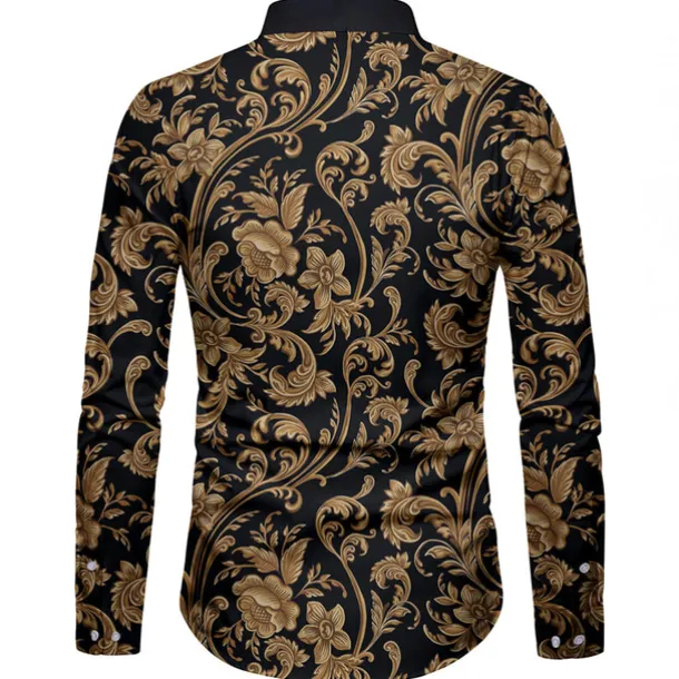 Men's Floral Shirt Button Up Shirt Long Sleeve Fashion Designer Casual Vacation Daily Holiday Fall Collar 3D Print Button-Down Yellow