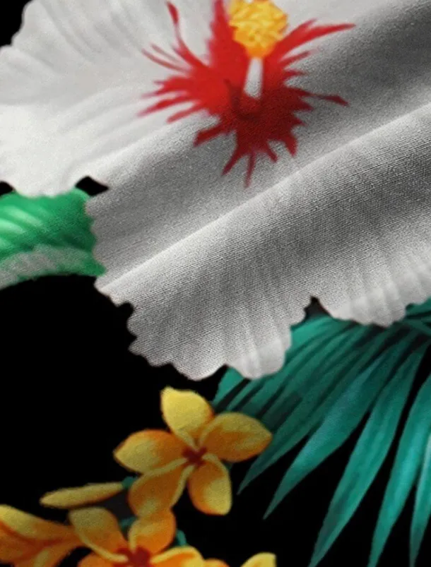 Men's Floral Shirt Short Sleeve Sports Fashion Streetwear Casual Holiday Beach Summer Spring Cuban Collar Print Button-Down Black Light Green Black / Brown Red Green