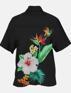 Men's Floral Shirt Short Sleeve Sports Fashion Streetwear Casual Holiday Beach Summer Spring Cuban Collar Print Button-Down Black Light Green Black / Brown Red Green