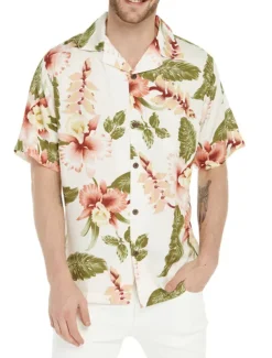 Men's Floral Shirt Short Sleeve Sports Fashion Streetwear Casual Holiday Beach Summer Spring Cuban Collar Print Button-Down Black Light Green Black / Brown Red Green