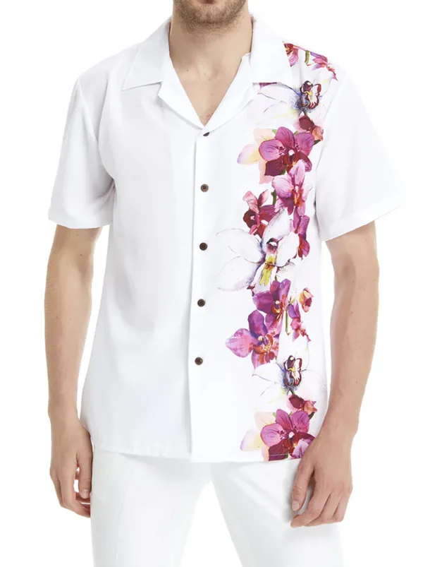 Men's Floral Shirt Short Sleeve Sports Fashion Streetwear Casual Holiday Beach Summer Spring Cuban Collar Print Button-Down Black Light Green Black / Brown Red Green