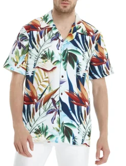 Men's Floral Shirt Short Sleeve Sports Fashion Streetwear Casual Holiday Beach Summer Spring Cuban Collar Print Button-Down Black Light Green Black / Brown Red Green