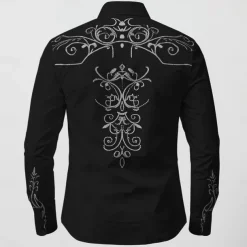 Men's Floral Shirt Western Shirt Cowboy Shirt Long Sleeve Vintage Western Style Outdoor Street Casual Daily Fall & Winter Turndown Buttons Print Black