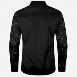 Men's Floral Western Shirt Cowboy Shirt Long Sleeve Western Sport Spring Fall Turndown Patchwork Black