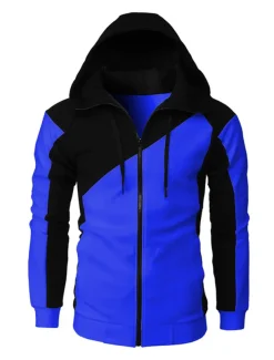 Men's Full Zip Hoodie Sweat Jacket Jacket Black White Wine Red Blue Hooded Graphic Color Block Zipper Casual Cool Casual Big and Tall Winter Spring & Fall Clothing Apparel Hoodies Sweatshirts Long