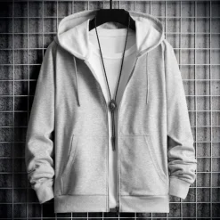 Men's Full Zip Hoodie Zip Up Hoodie Black Red Gray Hooded Plain Zip Up Patchwork Sports & Outdoor Daily Holiday Polyester Streetwear Basic Casual Spring & Fall Clothing Apparel Hoodies Sweatshirts