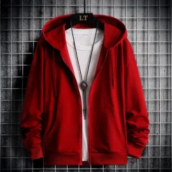 Men's Full Zip Hoodie Zip Up Hoodie Black Red Gray Hooded Plain Zip Up Patchwork Sports & Outdoor Daily Holiday Polyester Streetwear Basic Casual Spring & Fall Clothing Apparel Hoodies Sweatshirts