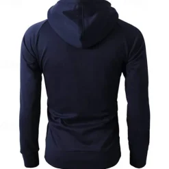 Men's Full Zip Hoodie Zip Up Hoodie Fleece Hoodie Black Wine Army Green Navy Blue Khaki Hooded Plain Zip Up Pocket Sports & Outdoor Daily Holiday Polyester Streetwear Basic Casual Fall & Winter