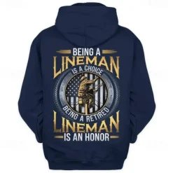 Men's Funny Electrician Hoodies Sweatshirt Fashion Long Sleeve Crew Neck Holiday Streetwear Black Blue Drawstring Fall Winter Designer