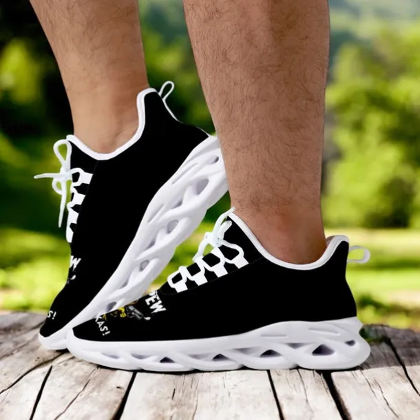 Men's Funny Graphic Print Flyknit Sneakers - Lightweight Breathable Casual Shoes for Running and Everyday Style