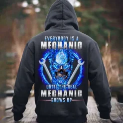 Men's Funny Mechanic Hoodies Sweatshirt Fashion Cool Long Sleeve Crew Neck Party Holiday Streetwear Black Blue Drawstring Fall Winter Designer