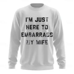 Men's Funny Slang Sweatshirt Fashion Daily Long Sleeve Crew Neck Black White Crewneck 3D All Seasons Designer