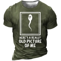 Men's Funny Sperm Here's Graphic Prints T Shirt Tee Funny T Shirts Distressed T Shirt Short Sleeve T shirt 3D Print Crew Neck Shirt Vintage Sports Designer Outdoor Street Daily