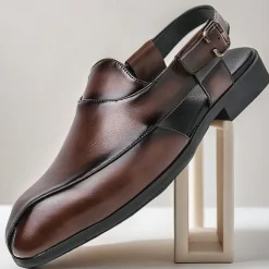 Men's Genuine Leather Open-Back Clogs & Mules - Comfortable Slip-On Formal and Casual Footwear