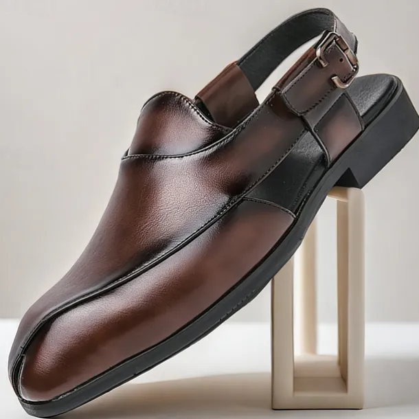 Men's Genuine Leather Open-Back Clogs & Mules - Comfortable Slip-On Formal and Casual Footwear