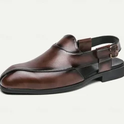 Men's Genuine Leather Open-Back Clogs & Mules - Comfortable Slip-On Formal and Casual Footwear