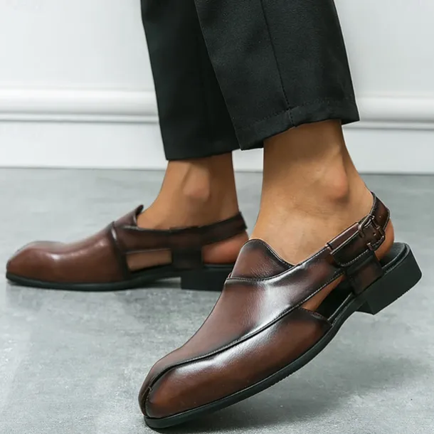 Men's Genuine Leather Open-Back Clogs & Mules - Comfortable Slip-On Formal and Casual Footwear