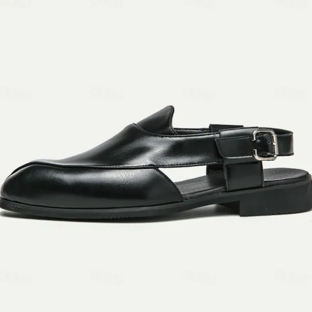 Men's Genuine Leather Open-Back Clogs & Mules - Comfortable Slip-On Formal and Casual Footwear