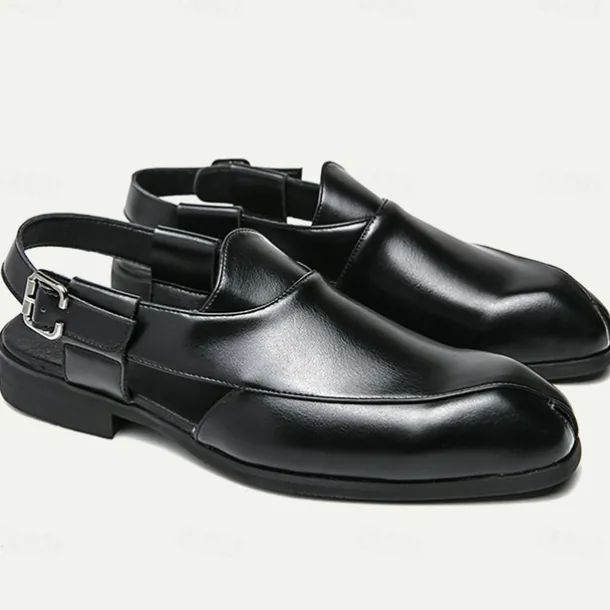 Men's Genuine Leather Open-Back Clogs & Mules - Comfortable Slip-On Formal and Casual Footwear